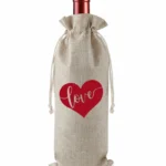 Love Heart Burlap Bottle Gift Bag