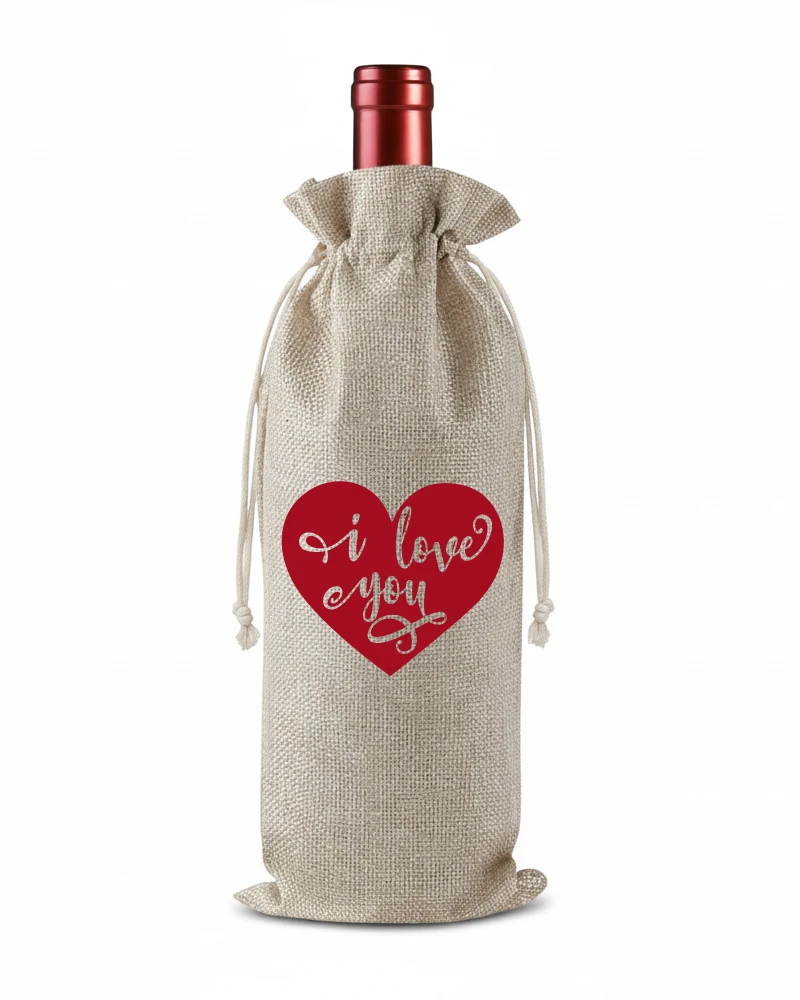 I Love You Burlap Bottle Gift Bag I Love You Burlap Bottle Gift Bag
