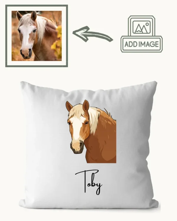 Personalised Pet Cushion with pet design and name - horse