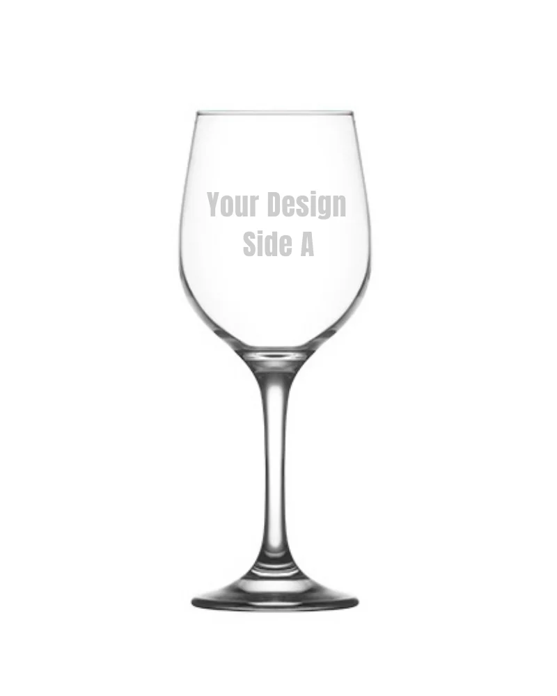 Personalised Wine Glass Side A with etched design