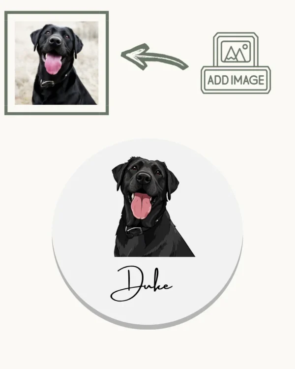 Personalised Pet Coaster with pet design and name - dog