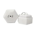 Personalised White Velvet Ring Box with heat transfer vinyl design