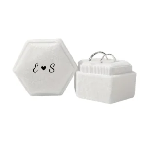 Personalised White Velvet Ring Box with heat transfer vinyl design